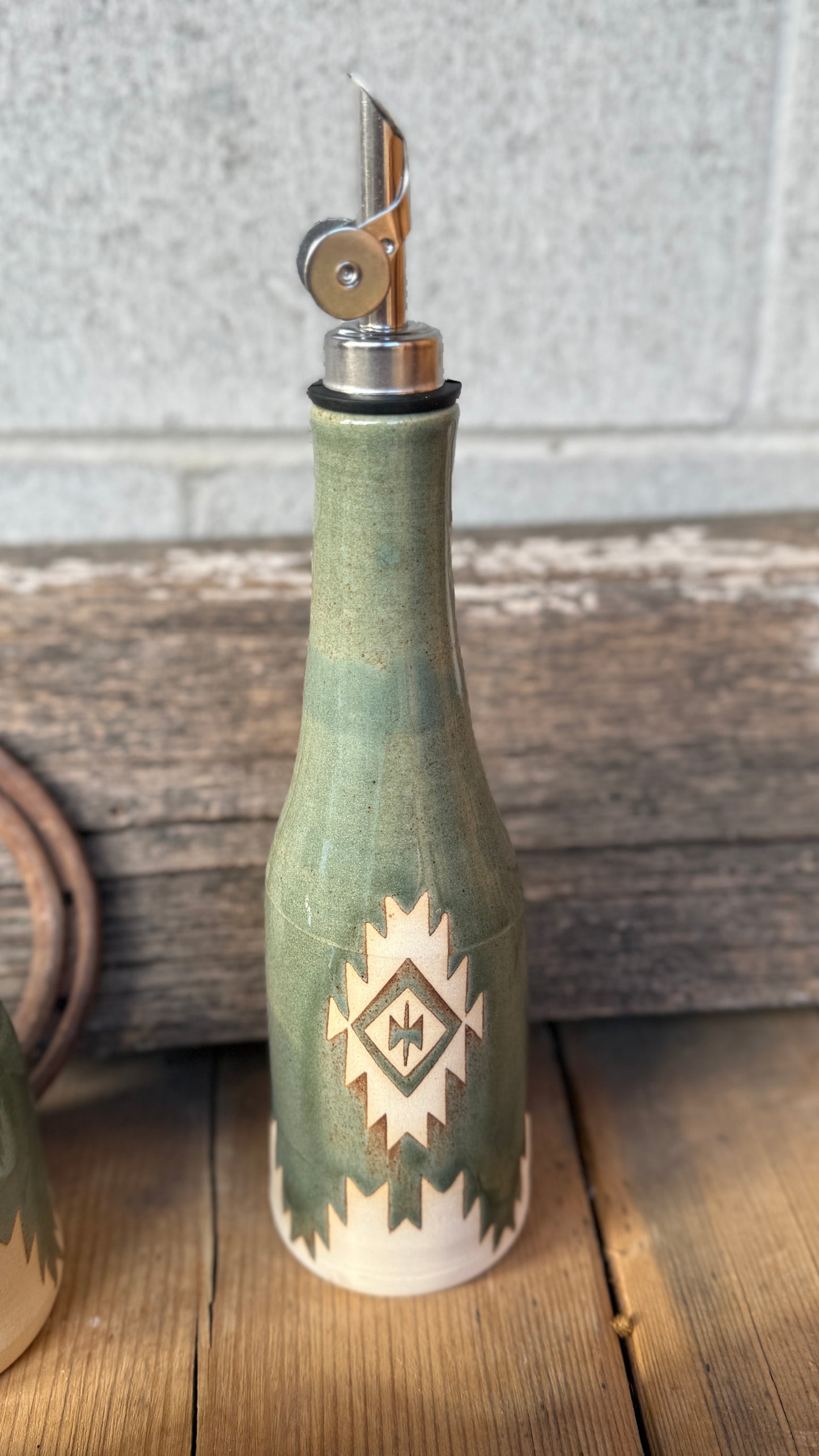 Set- Southwestern Butter dish, soap dispenser and oil bottle