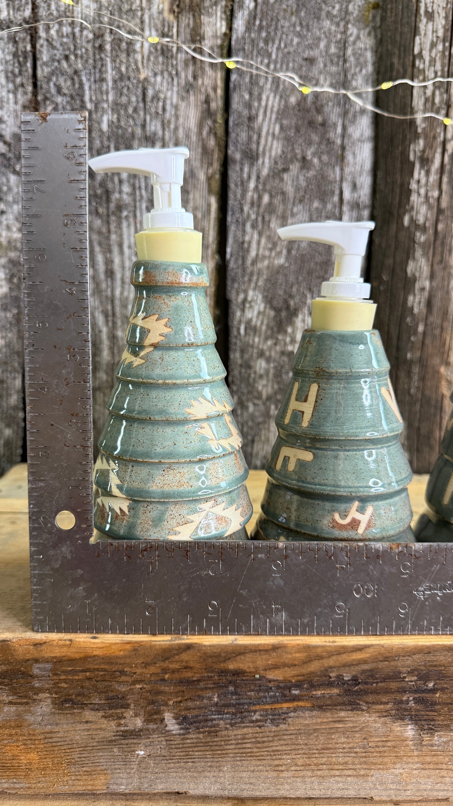 Cowboy Christmas tree oil bottle and soap dispensers set