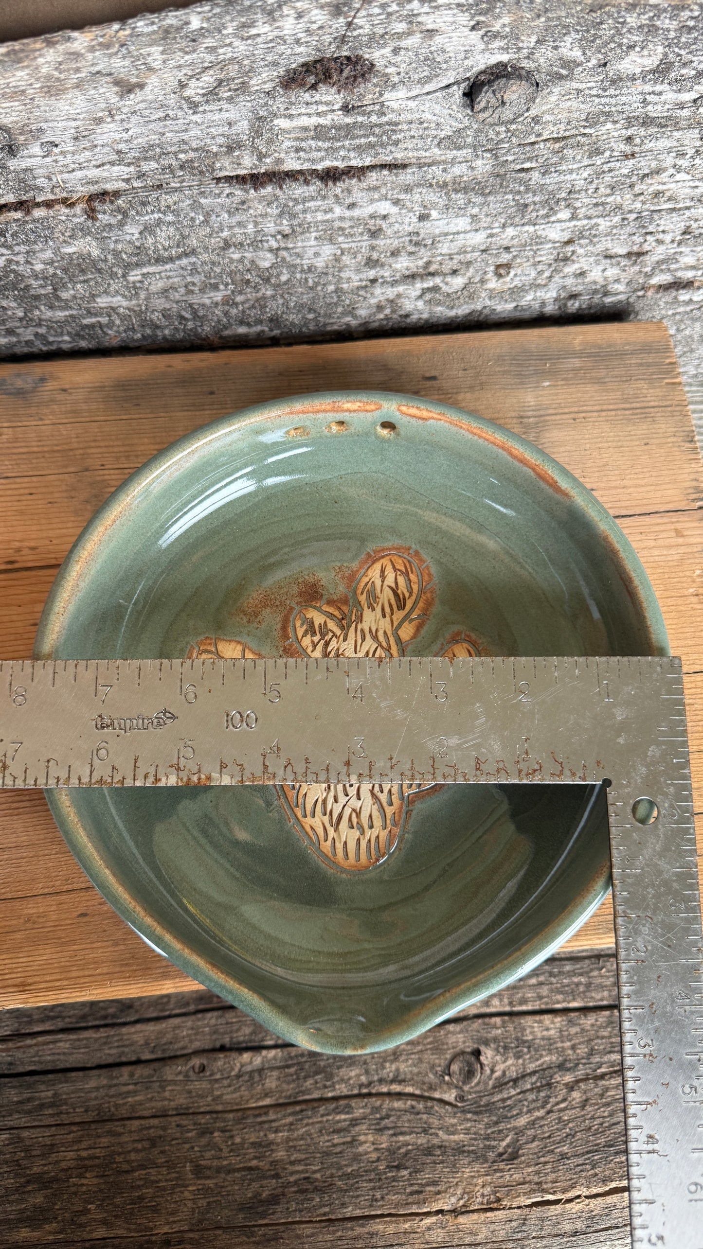 7” Prickly Pear Cactus Garlic Keeper and Grate Plate