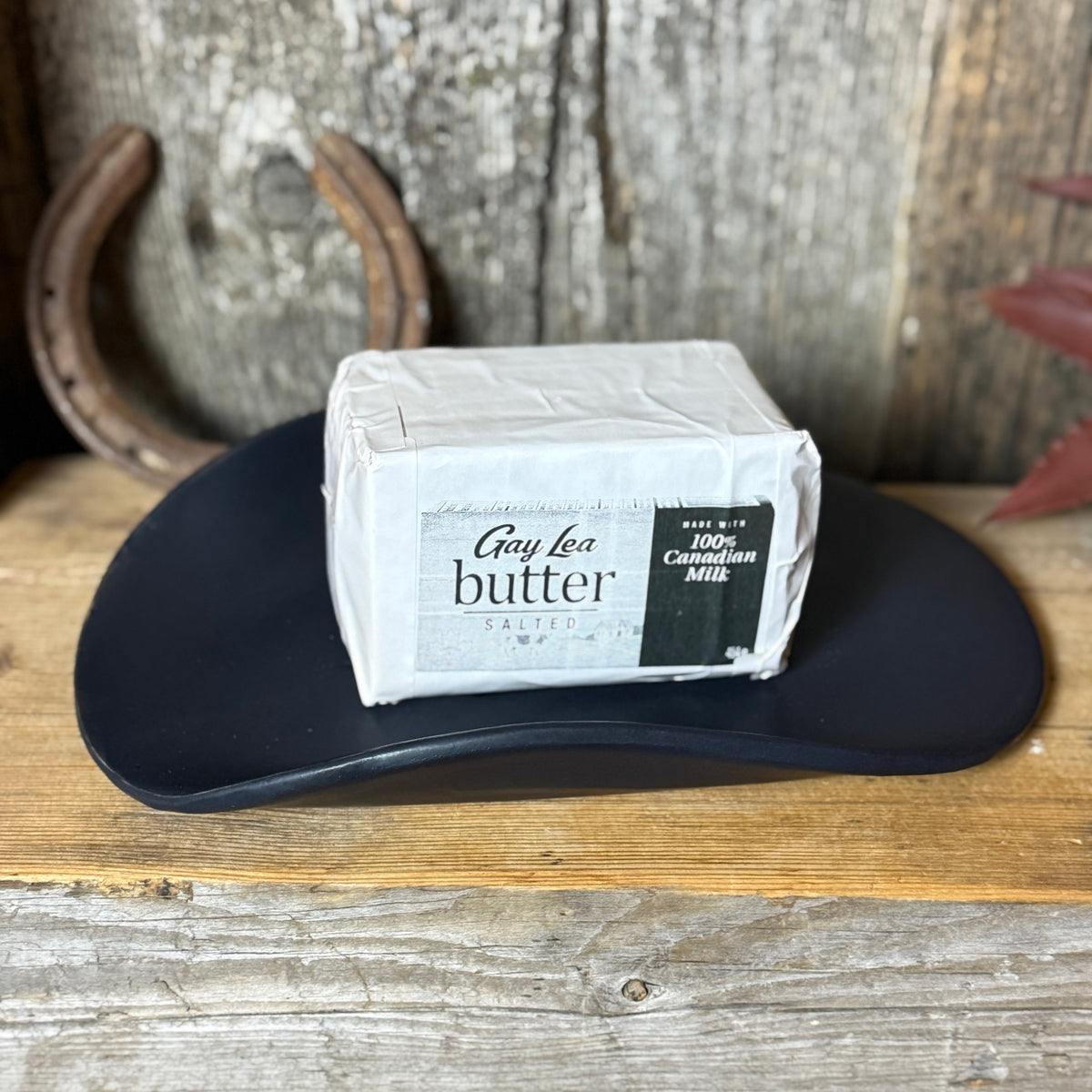Cowboy Hat Butter Dish Eagle Feather