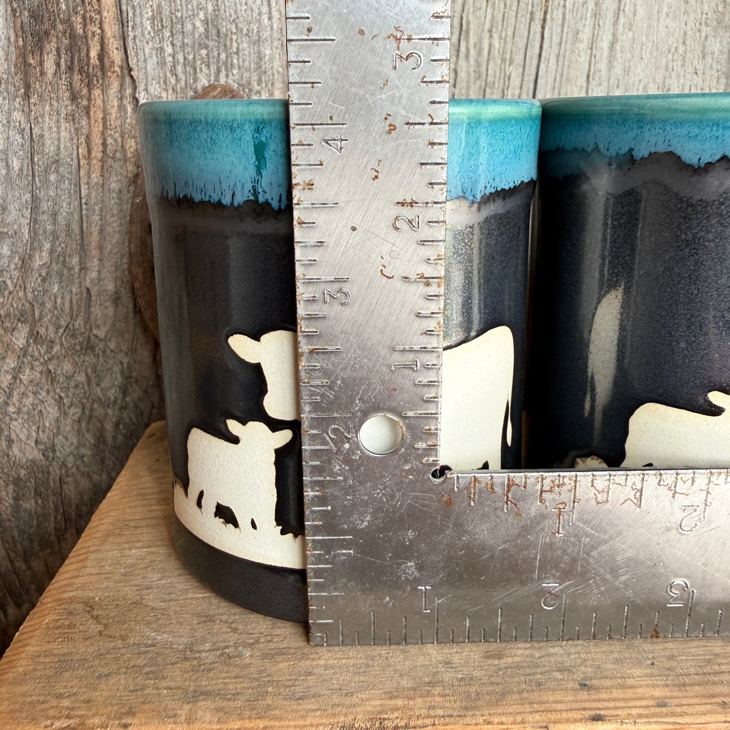 Cup Set of 4 - Cattle Turquoise and Gunmetal