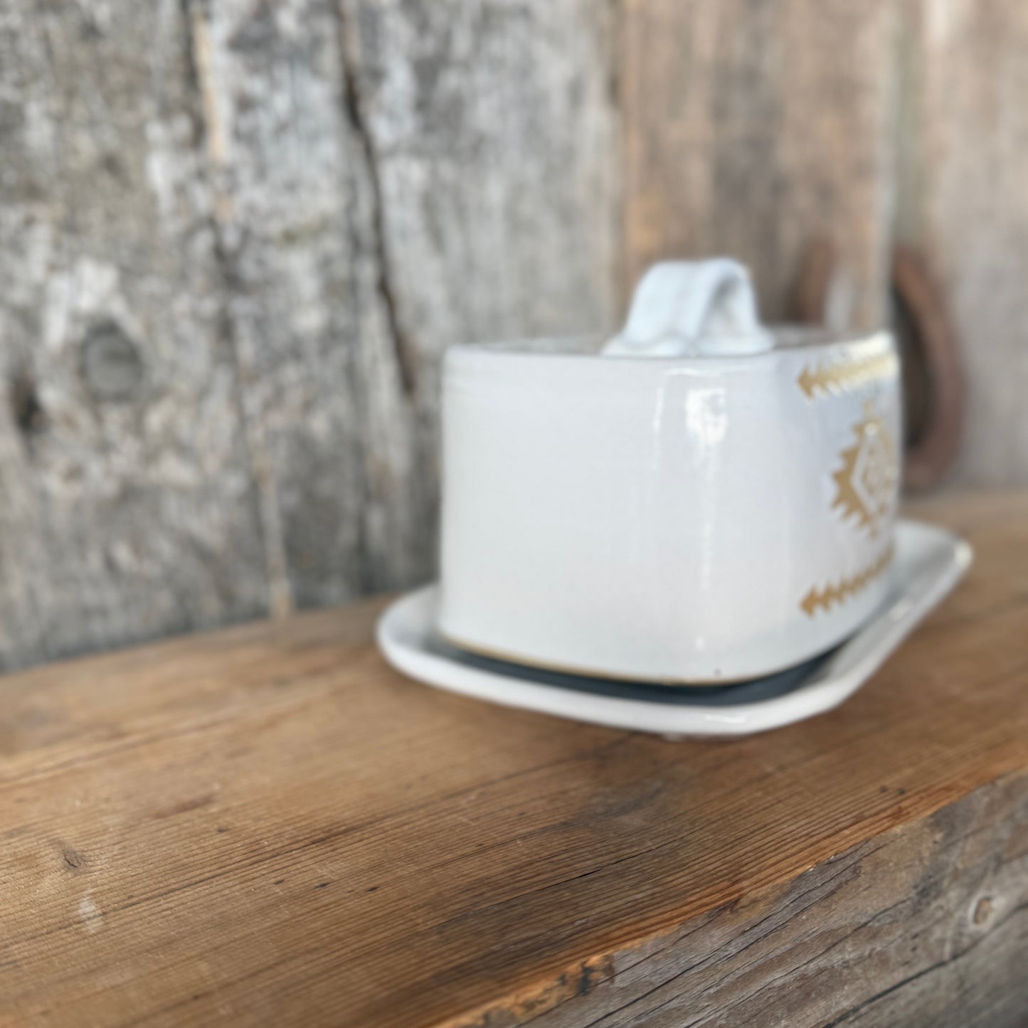 Butter Dish white Southwestern (2)
