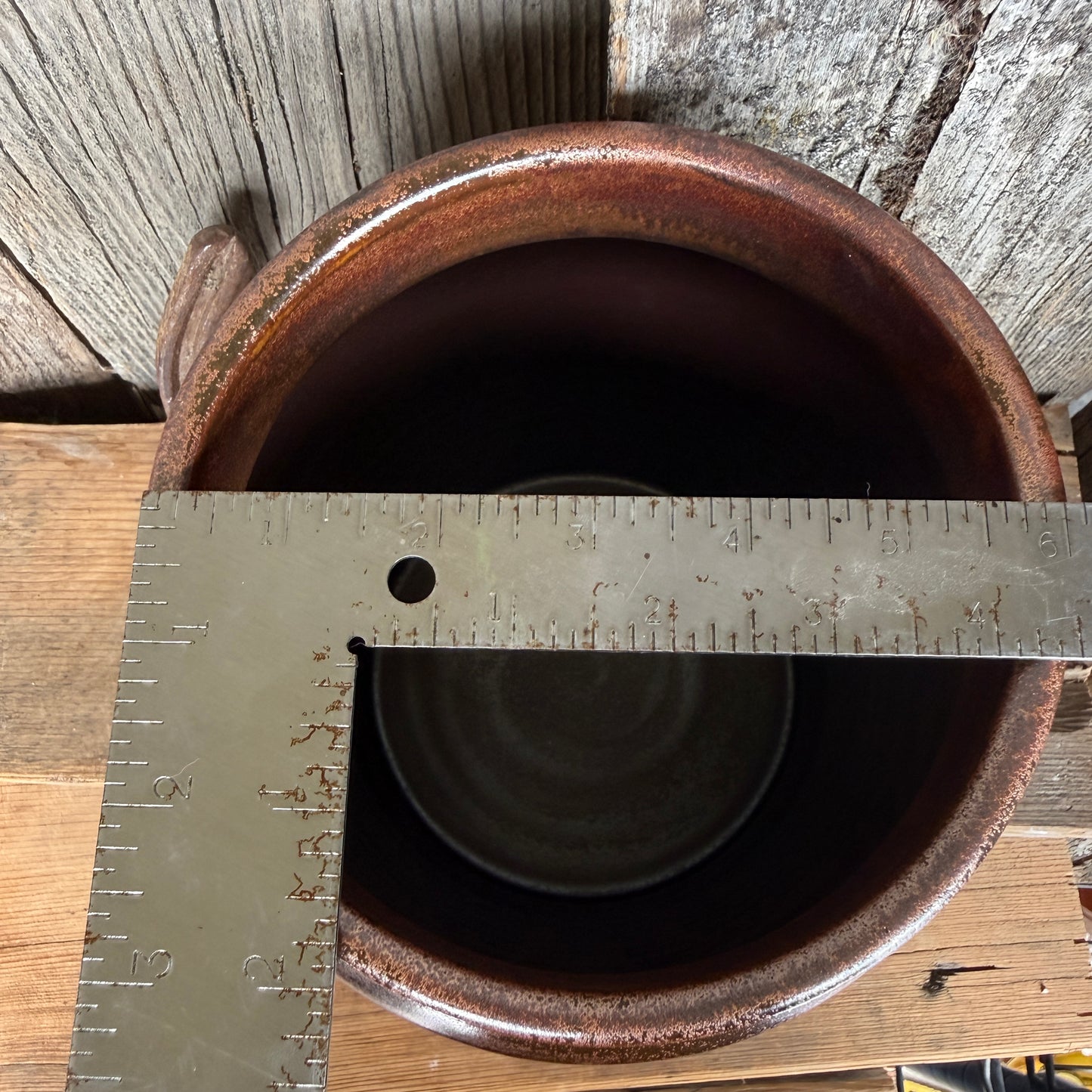 Kitchen Utensil Crock, spoon rest and Oil Bottle - Southwestern Copper