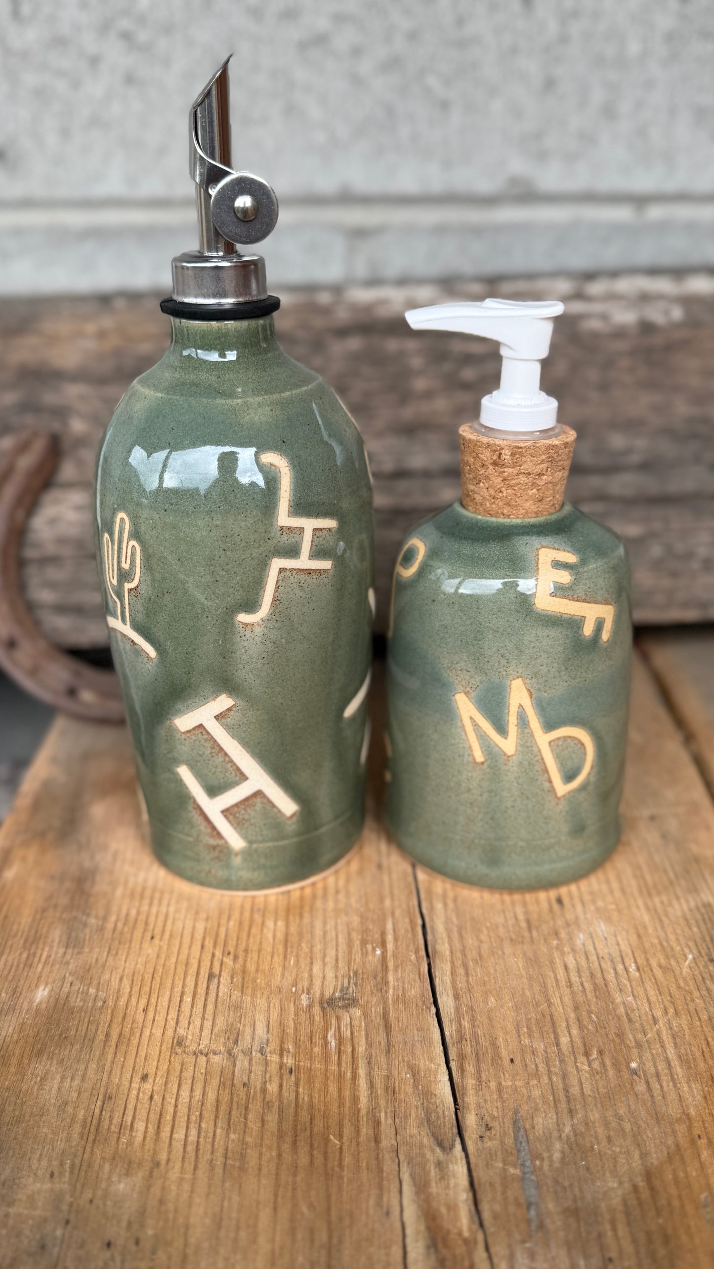 Set - soap dispenser and oil bottle