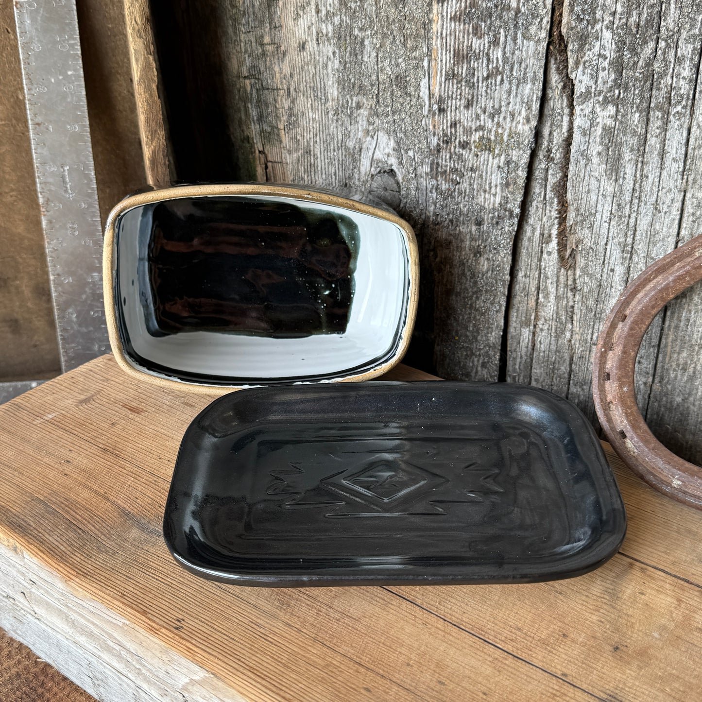 Butter Dish Gunmetal Bootstitch