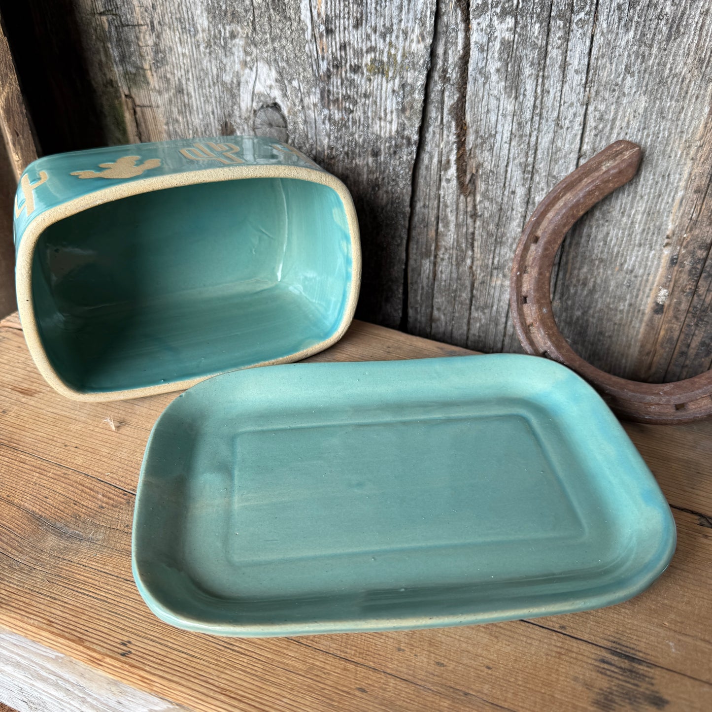 Butter Dish cactus Tiffany Turquoise