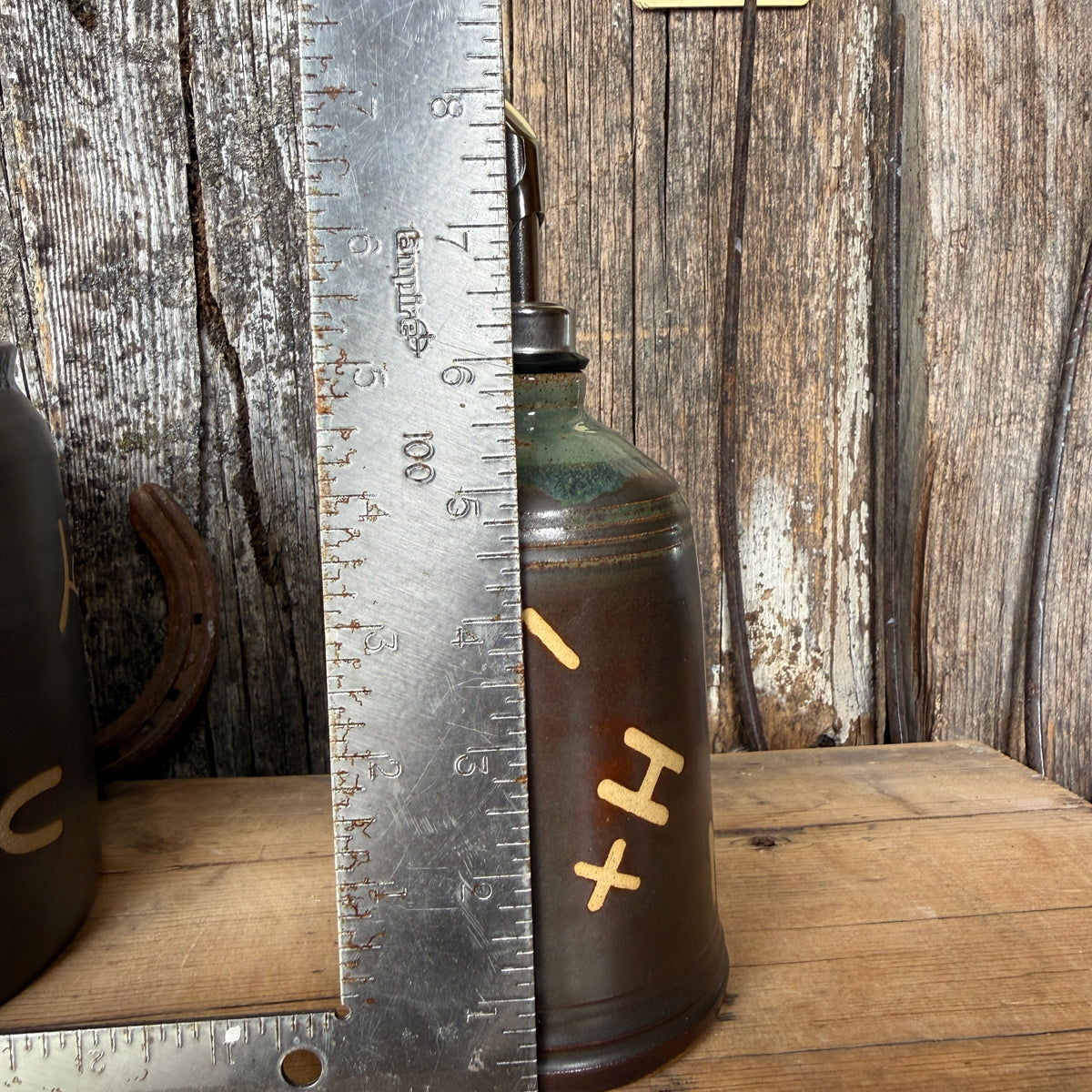 Kitchen Utensil Crock,and Oil Bottle - Leather/ Sagebrush Branded