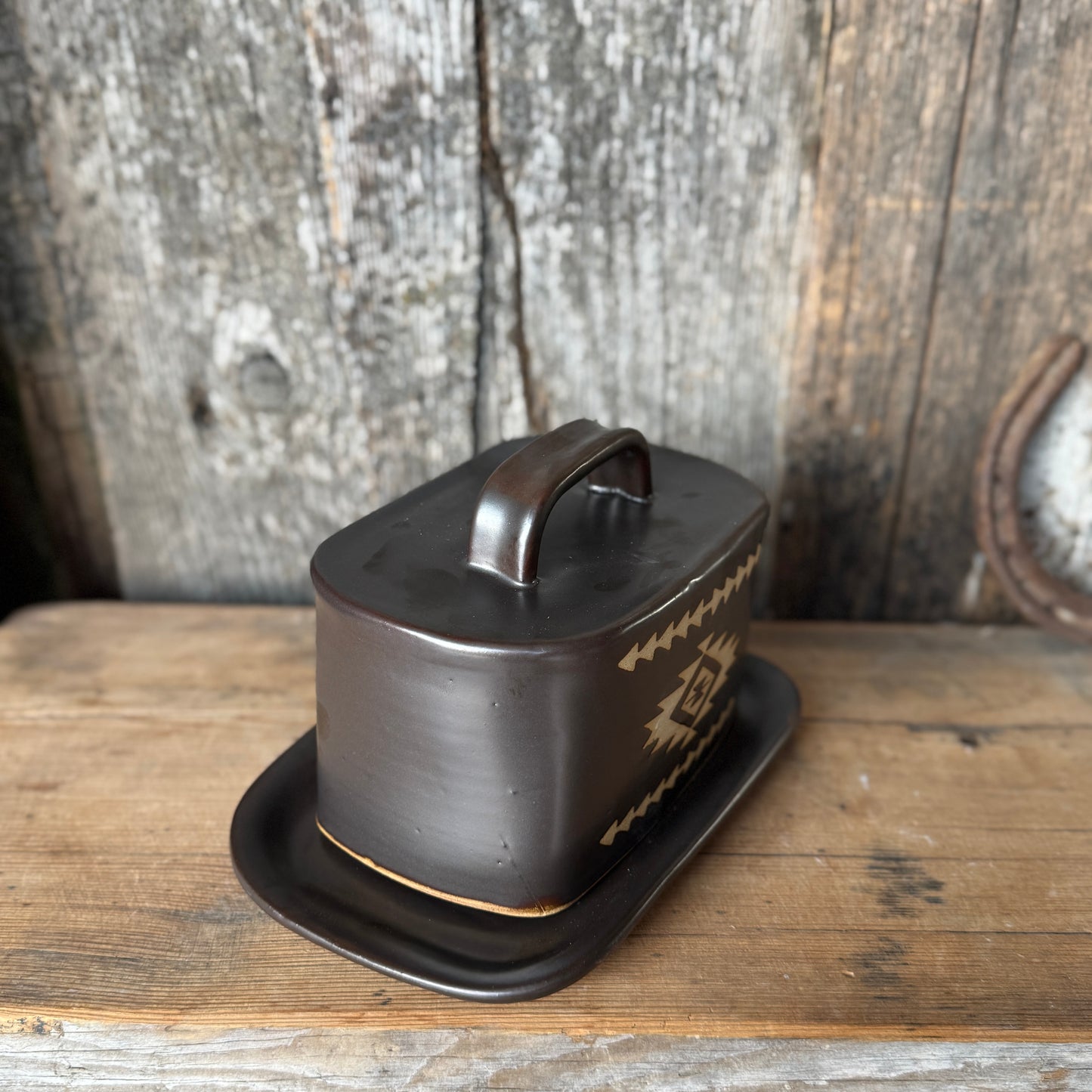 Butter Dish Leather Southwestern