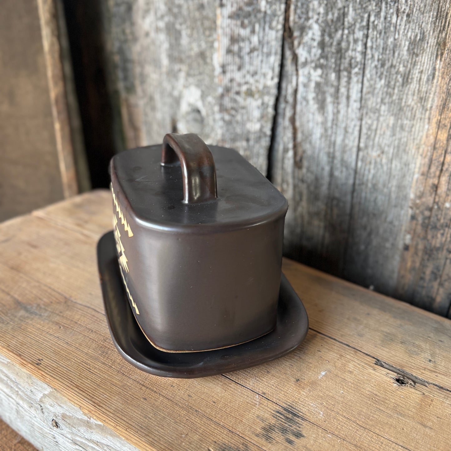Butter Dish Leather Southwestern