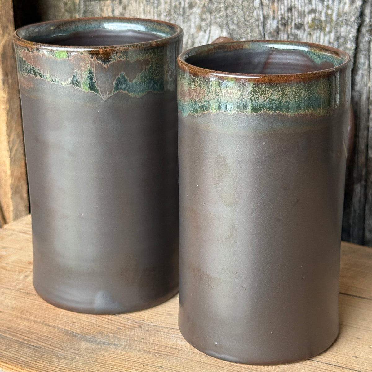 Cup Set of 2- Texas Longhorn Leather