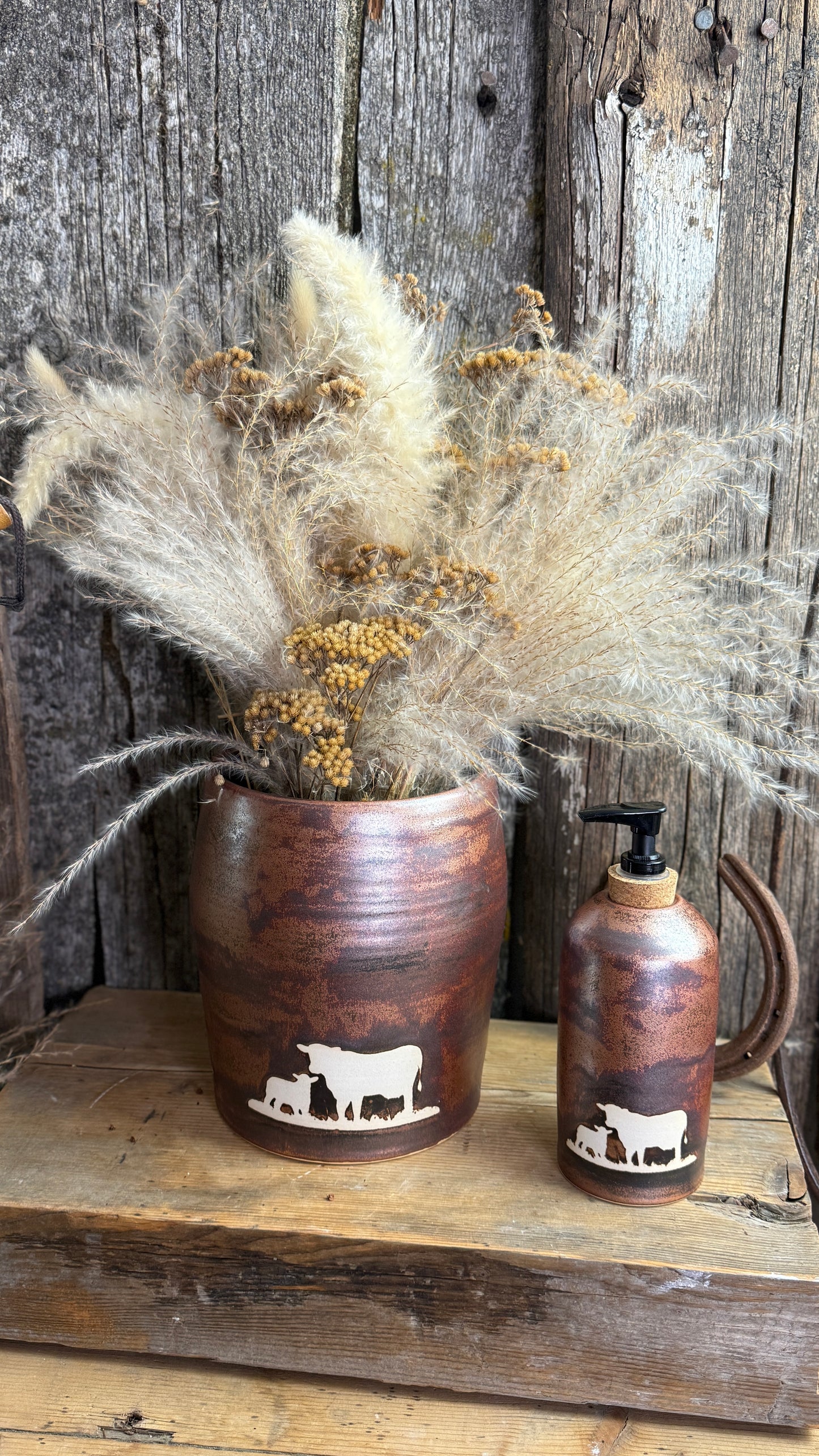 Kitchen Utensil Crock and soap dispenser - Cow Boss Copper