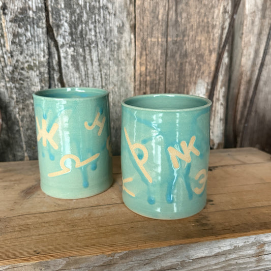 Cup Set of 2 - Branded Turquoise