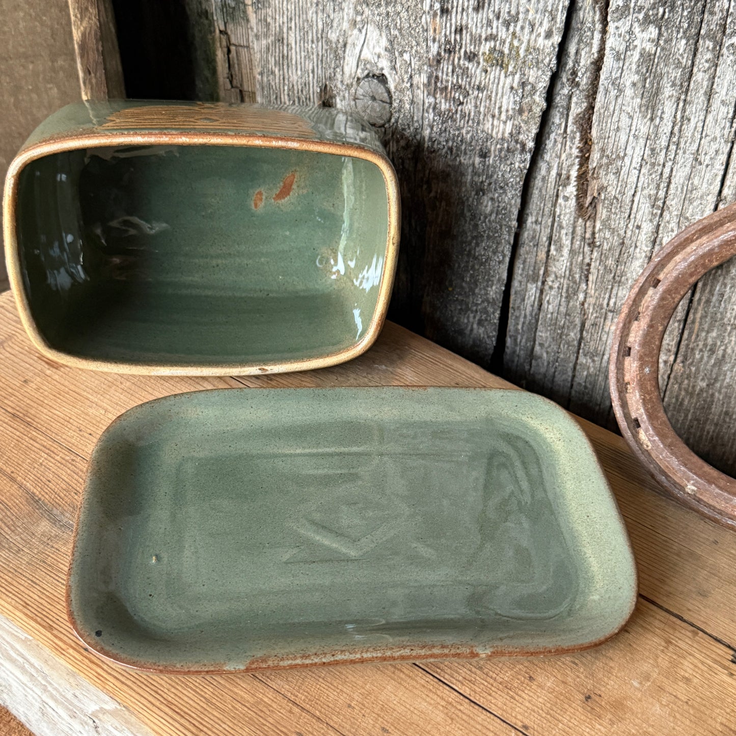 Butter Dish Sagebrush  Boot Stitch