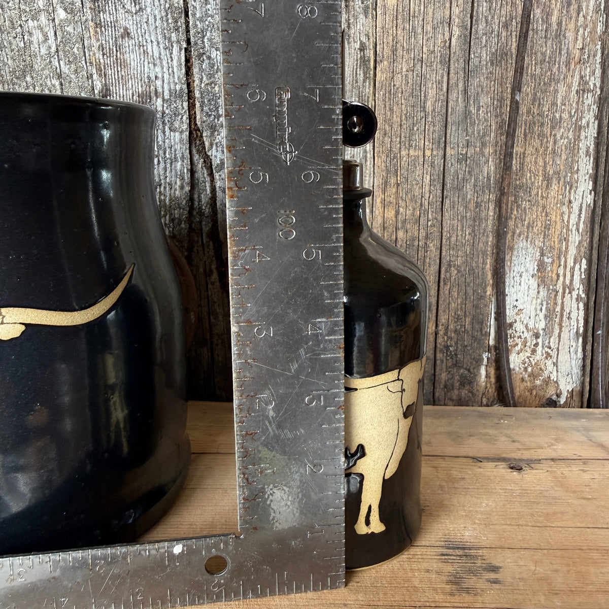 Kitchen Utensil Crock,and Oil Bottle - Gunmetal Longhorn