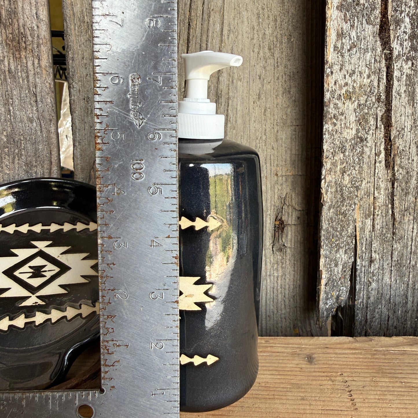 Kitchen Utensil Crock, spoon rest and soap dispenser- gunmetal southwestern