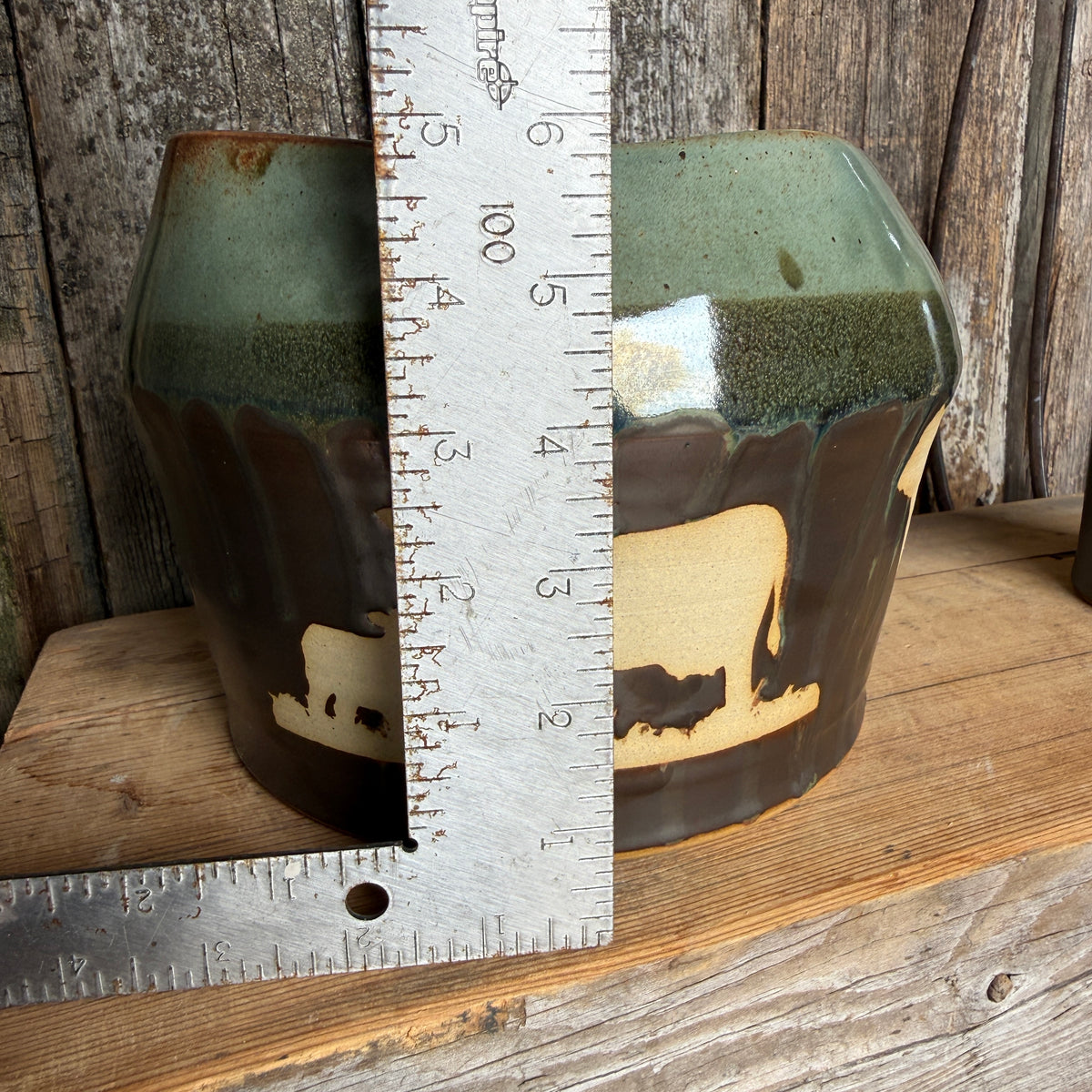 Kitchen Utensil Crock,and Oil Bottle - Leather/ Sagebrush Cattle