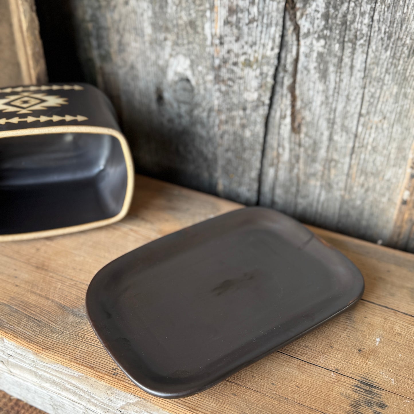 Butter Dish Leather Southwestern