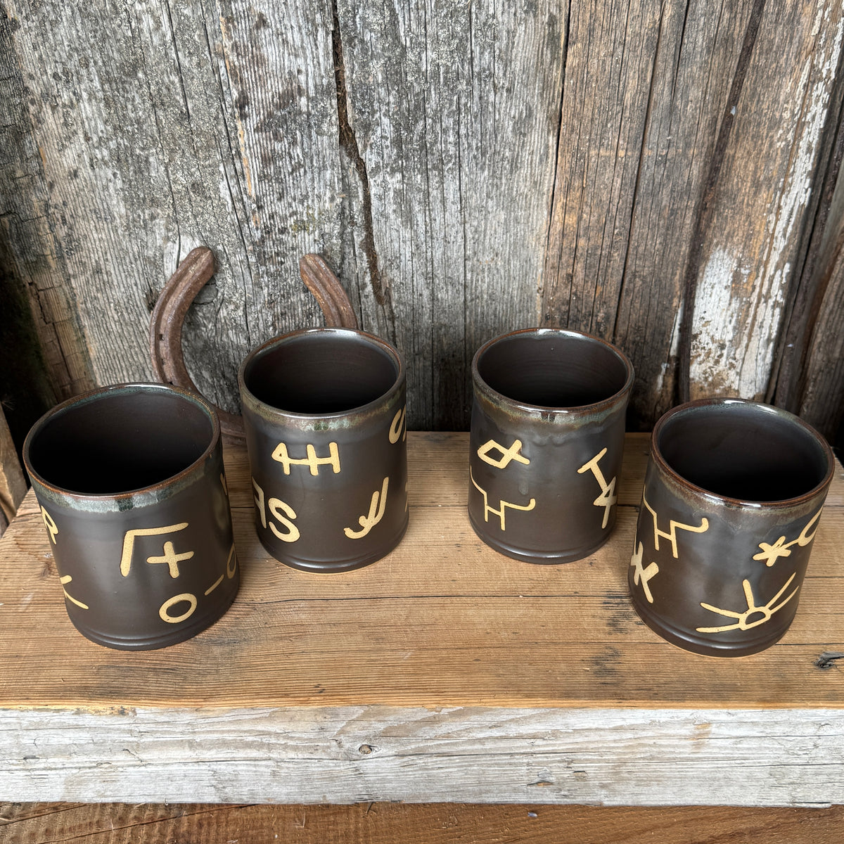 Cup Set of 4 - Leather Branded