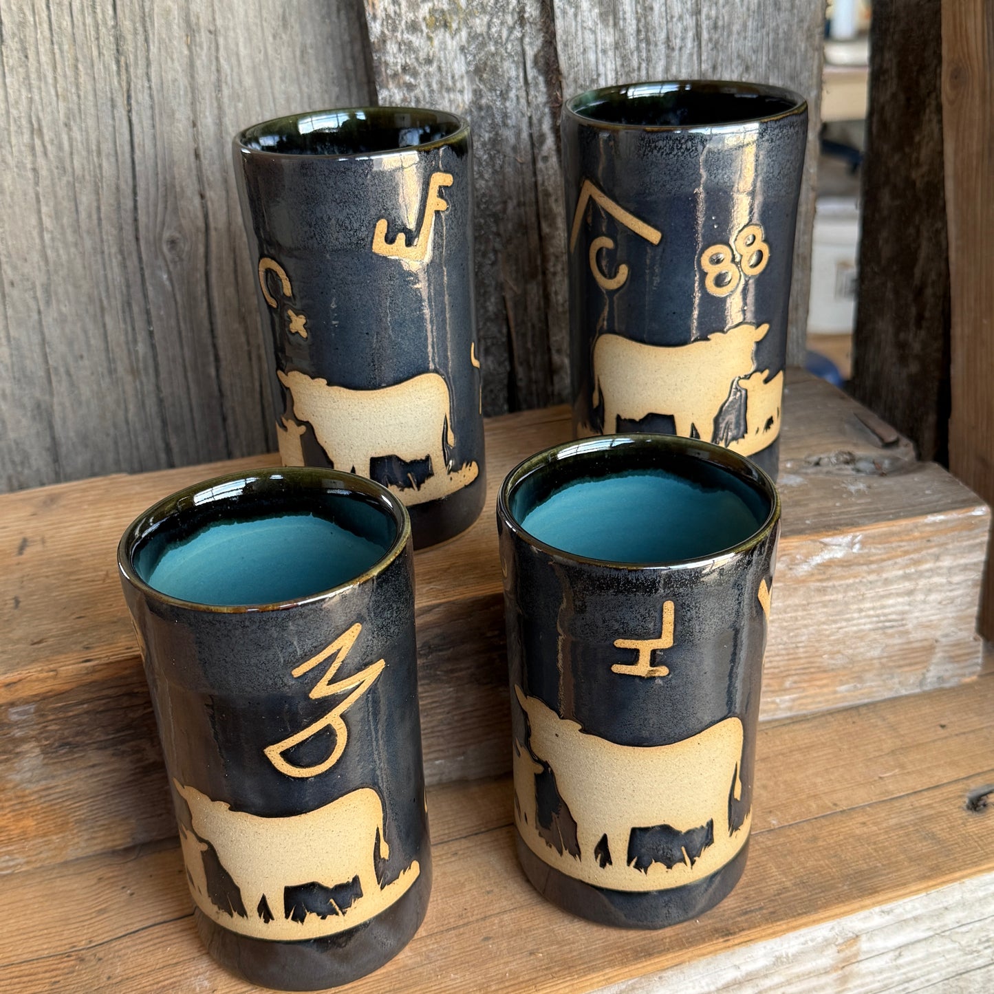 Set of 4 - Branded Cow Calf