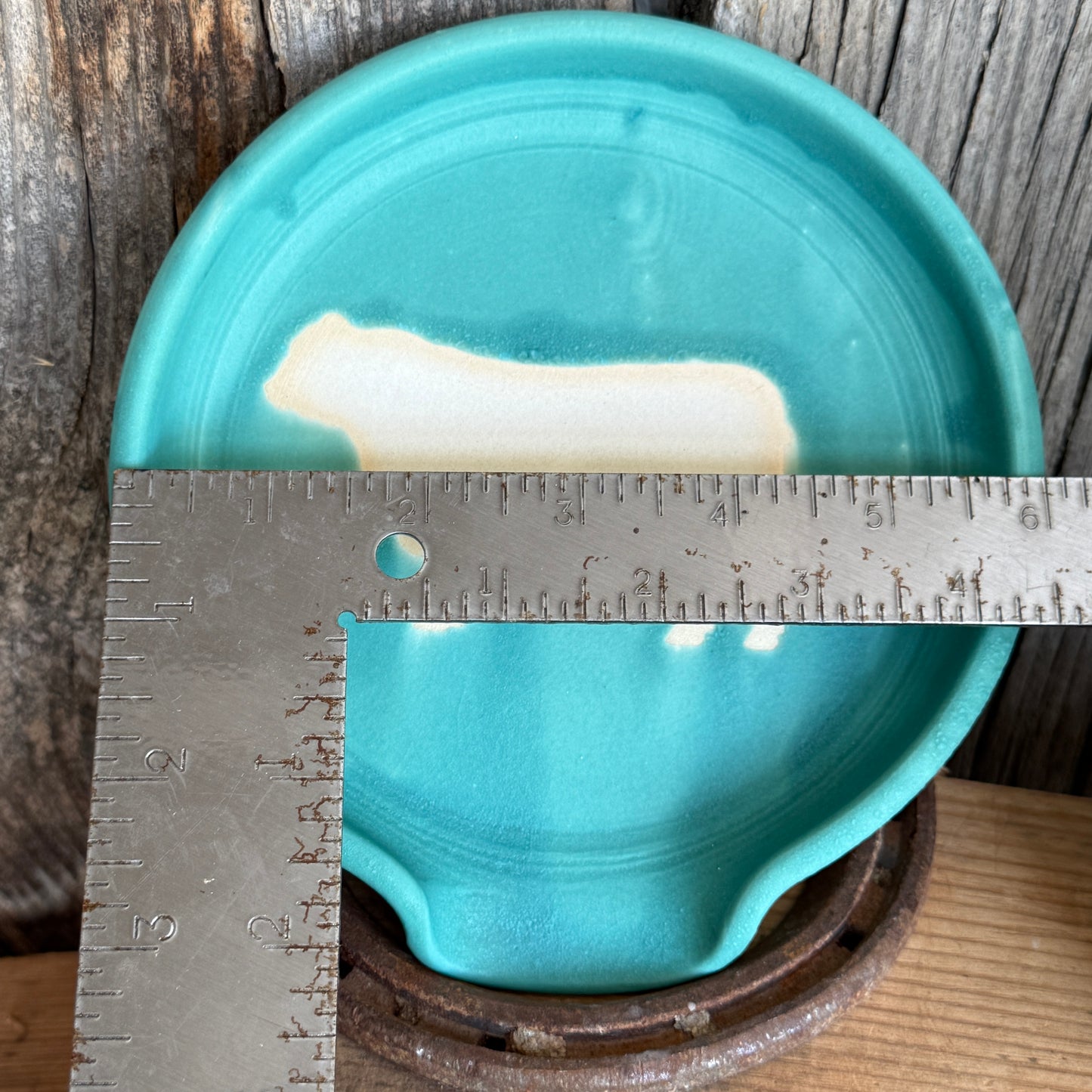 Soap dispenser and spoon rest -  Cattle in turquoise