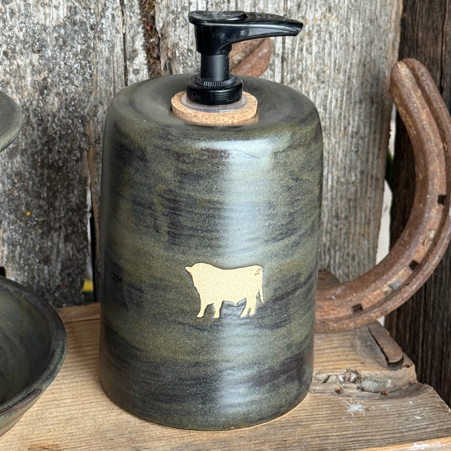 Bathroom Set of 3 - Soap Bottle, canister, and toothbrush holder - Cattle Chicory