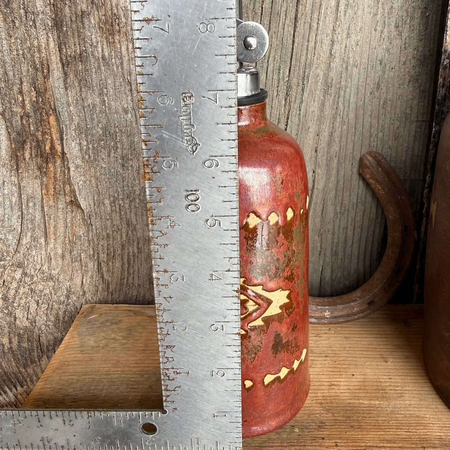 Kitchen Utensil Crock, spoon rest and Oil Bottle - Southwestern Copper