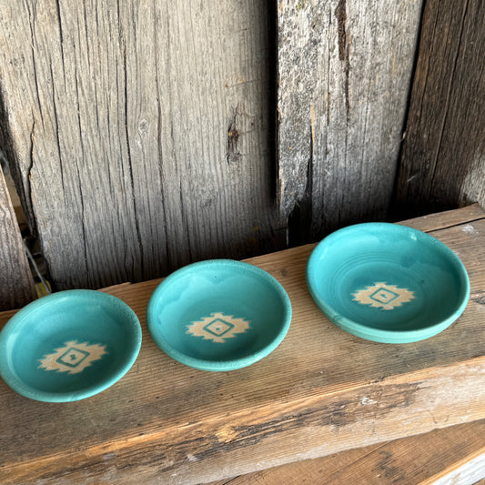 Sauce bowl set of 3 turquoise Southwestern