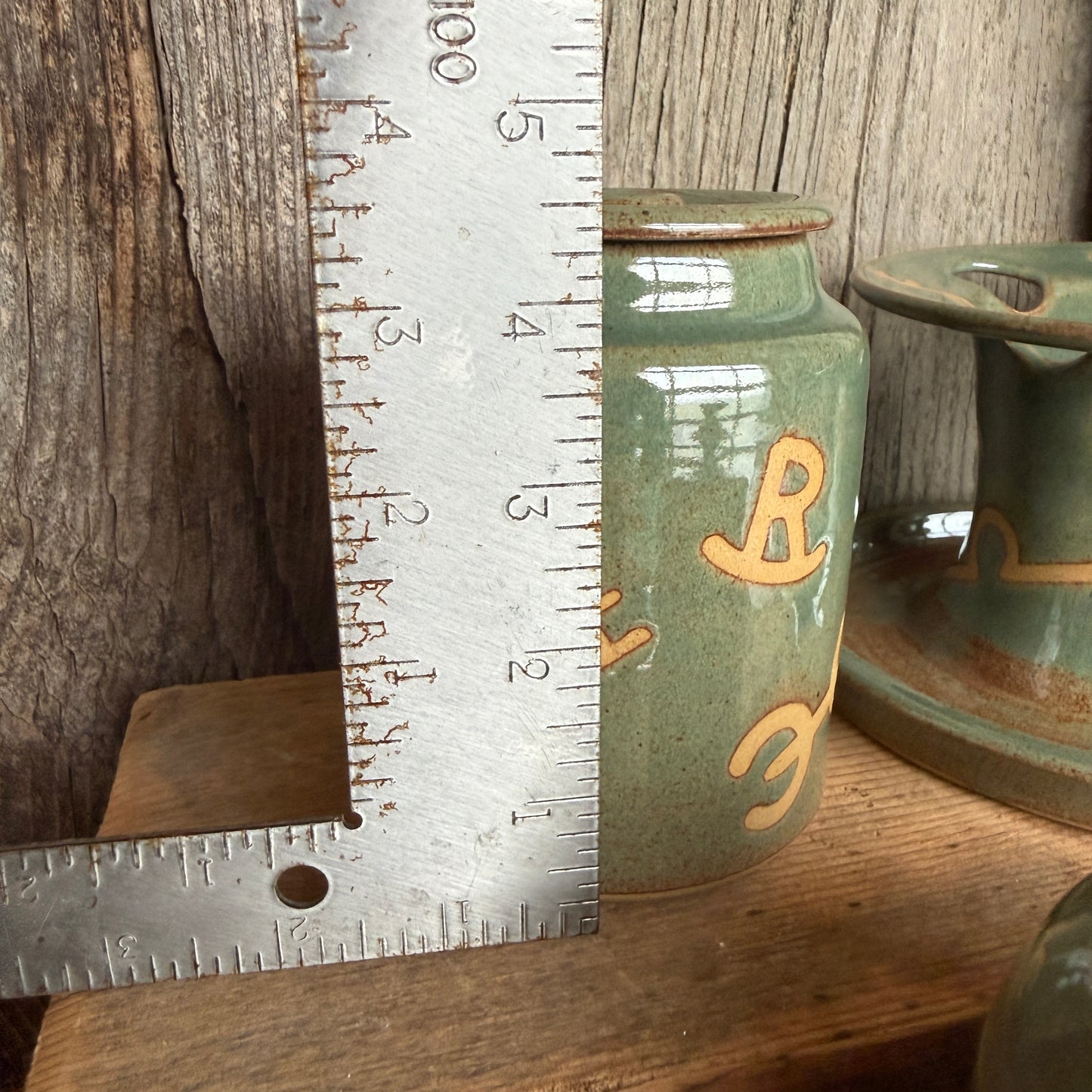Bathroom Set of 3 - Soap Bottle, canister, and toothbrush holder - Branded Sagebrush