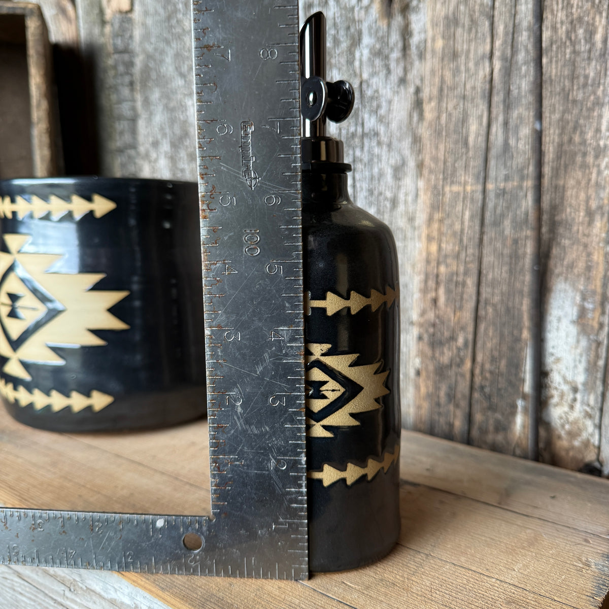 Kitchen Utensil Crock,and Oil Bottle - Gunmetal Southwestern