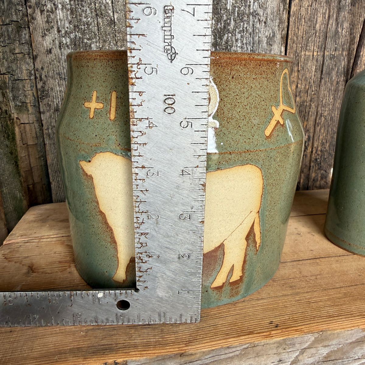 Kitchen Utensil Crock, spoon rest and oil bottle- Sagebrush Branded Cattle