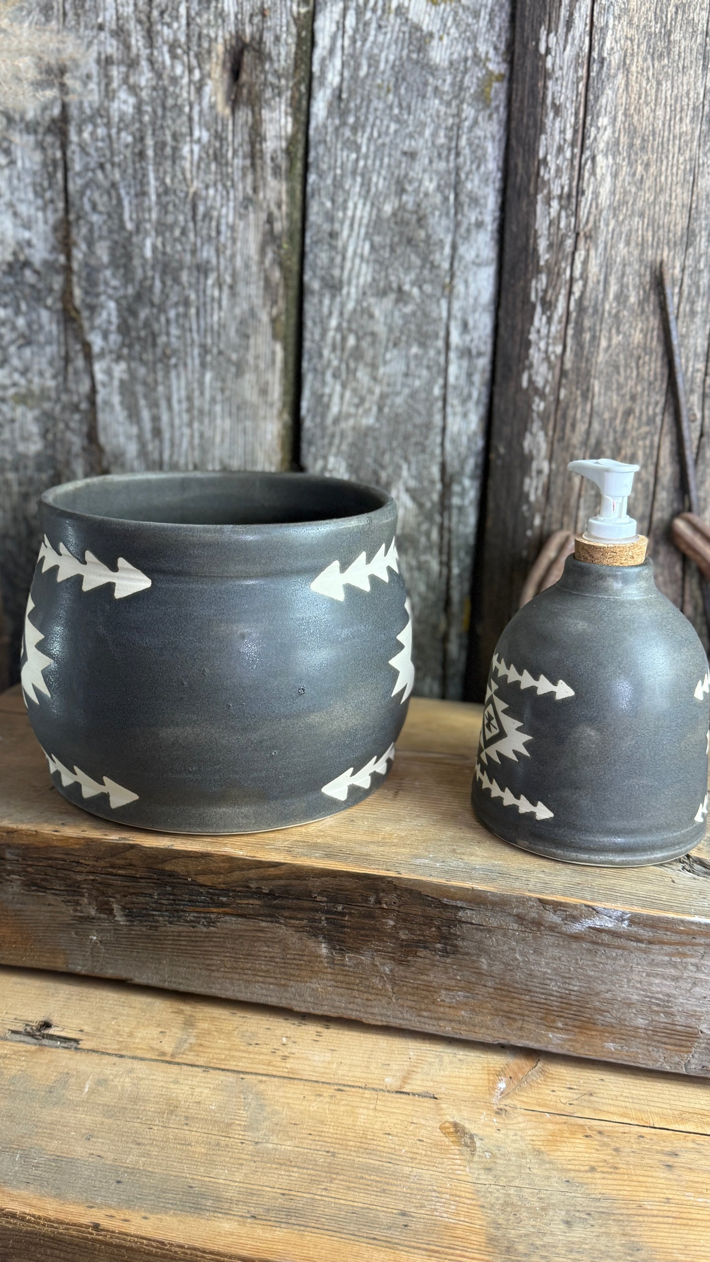 Kitchen Utensil Crock and soap dispenser - River Rock