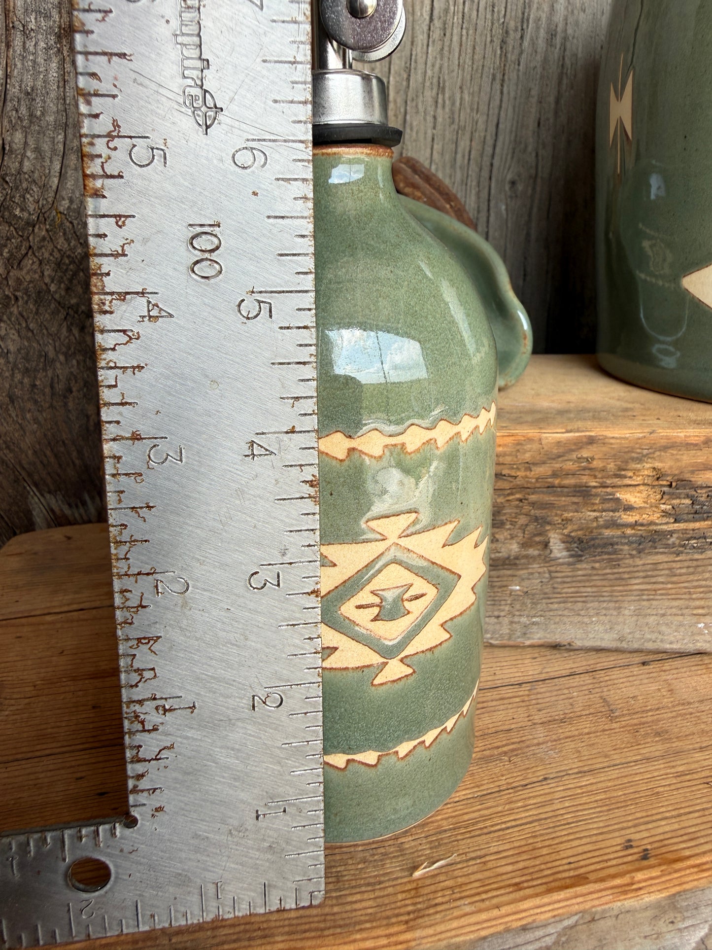 Kitchen Utensil Crock, spoon rest and Oil Bottle - sagebrush southwestern