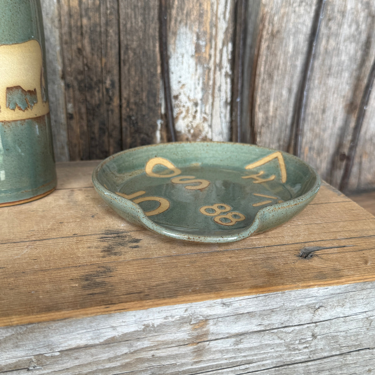 Kitchen Utensil Crock, spoon rest and oil bottle- Sagebrush Branded Cattle