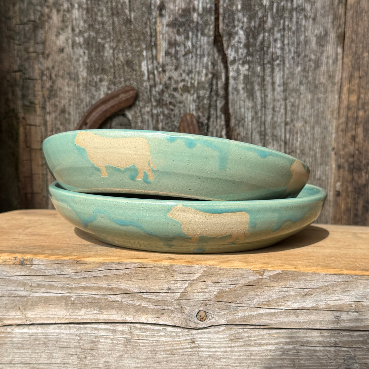 Girl Dinner Bowl/Plate Set of 2 Bulls