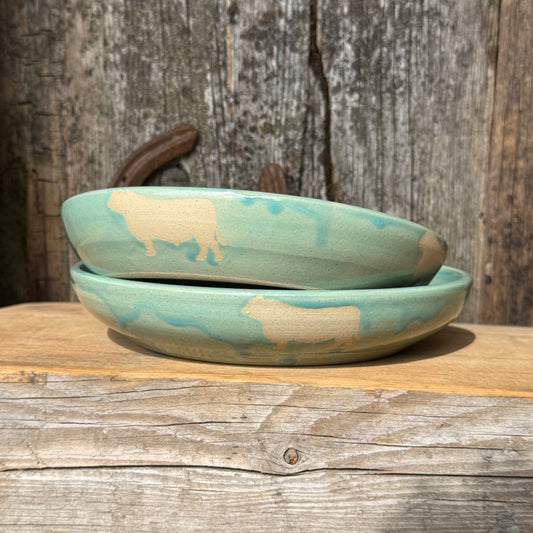 Girl Dinner Bowl/Plate Set of 2 Bulls