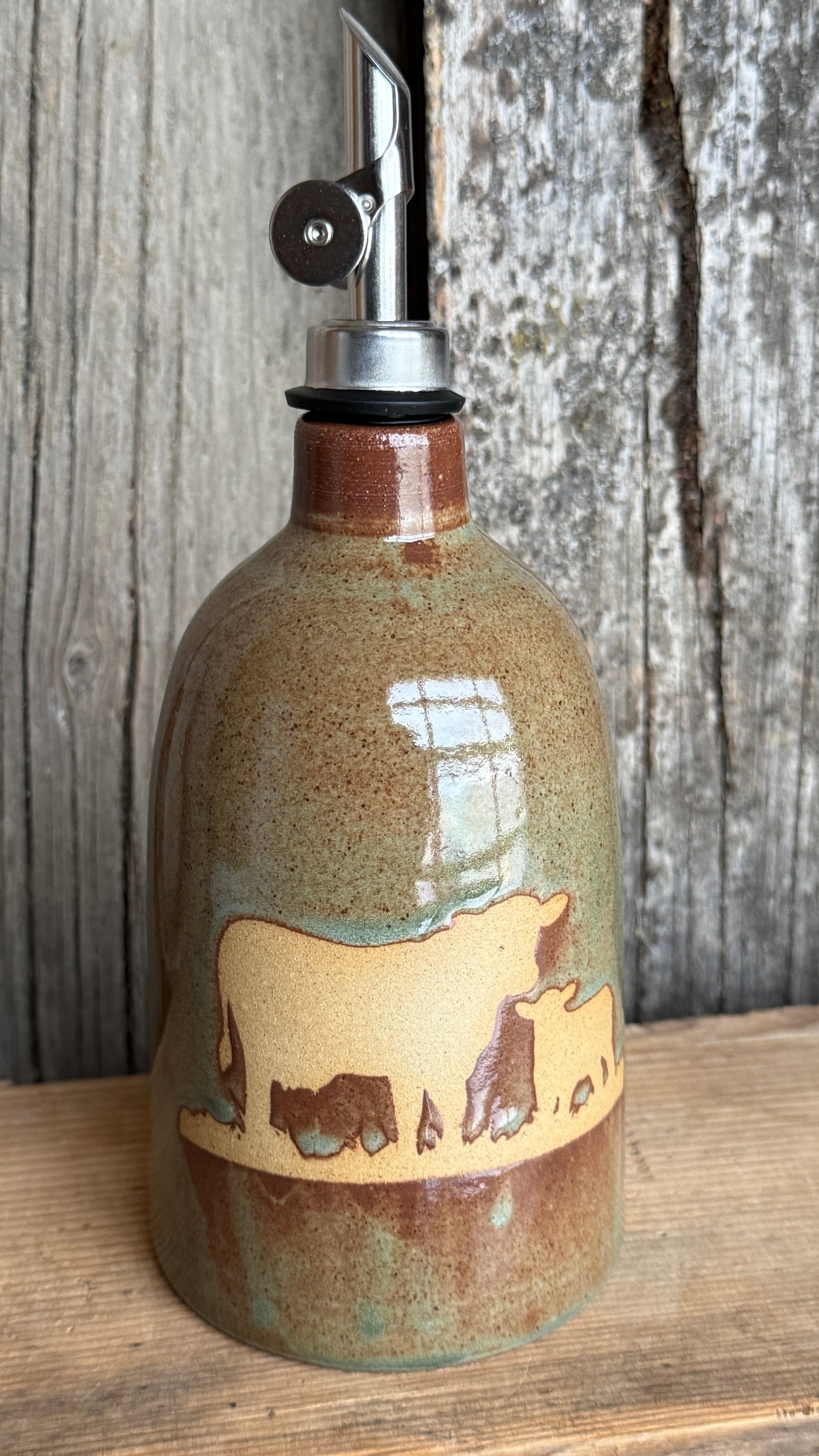 Oil Bottle - Cow Calf : sagebrush patina