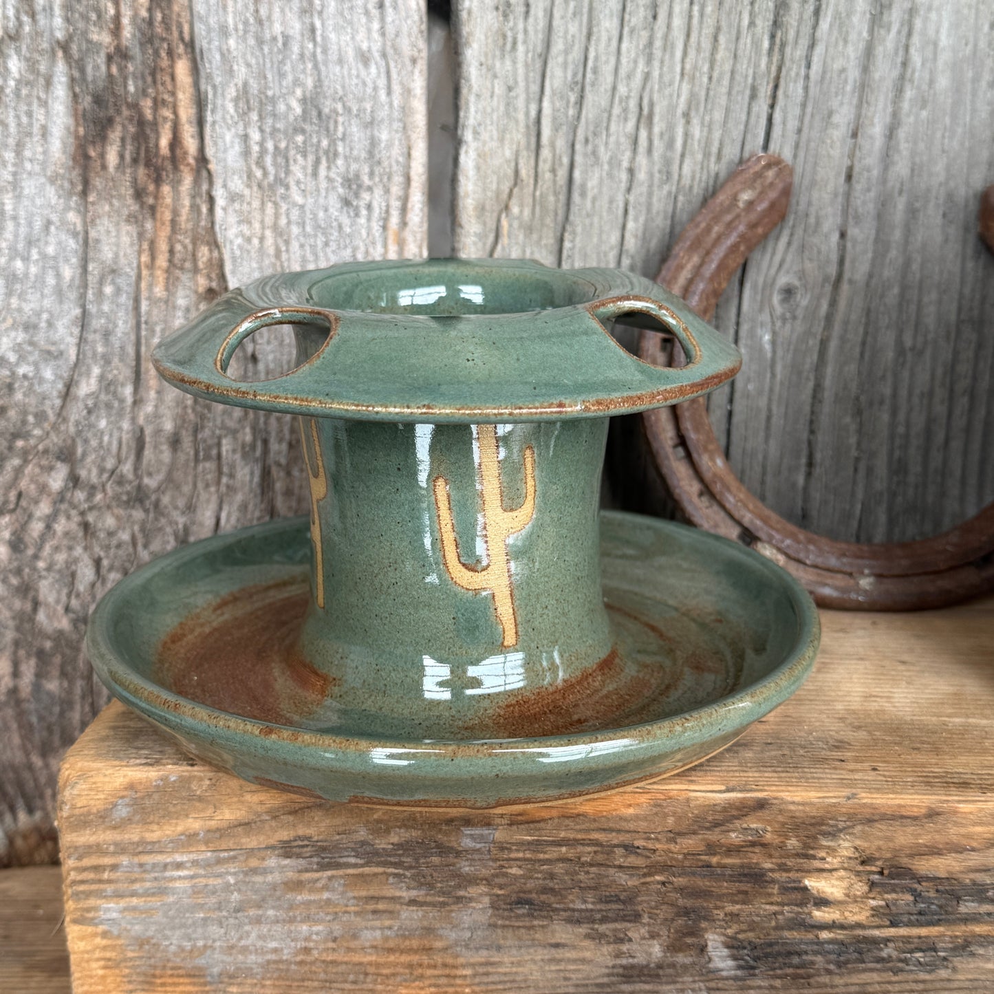 Bathroom Set of 2 - Soap Bottle, toothbrush holder - Cactus Sagebrush