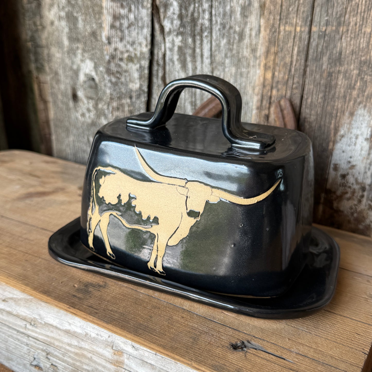 Butter Dish Gunmetal Longhorn