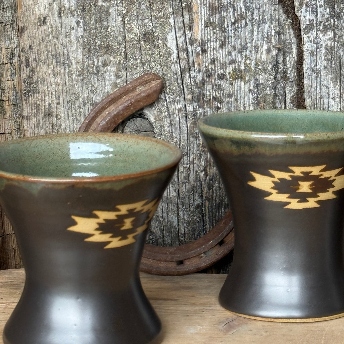 Margtini Cup Set of 4 - Sagebrush and leather