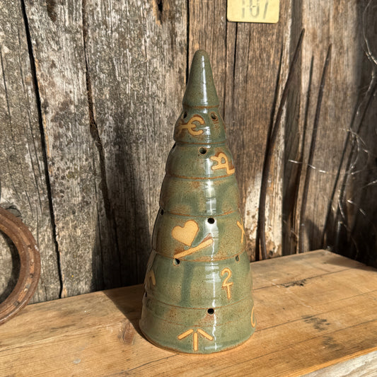 Branded Luminary Christmas tree and cowboy hat tree topper