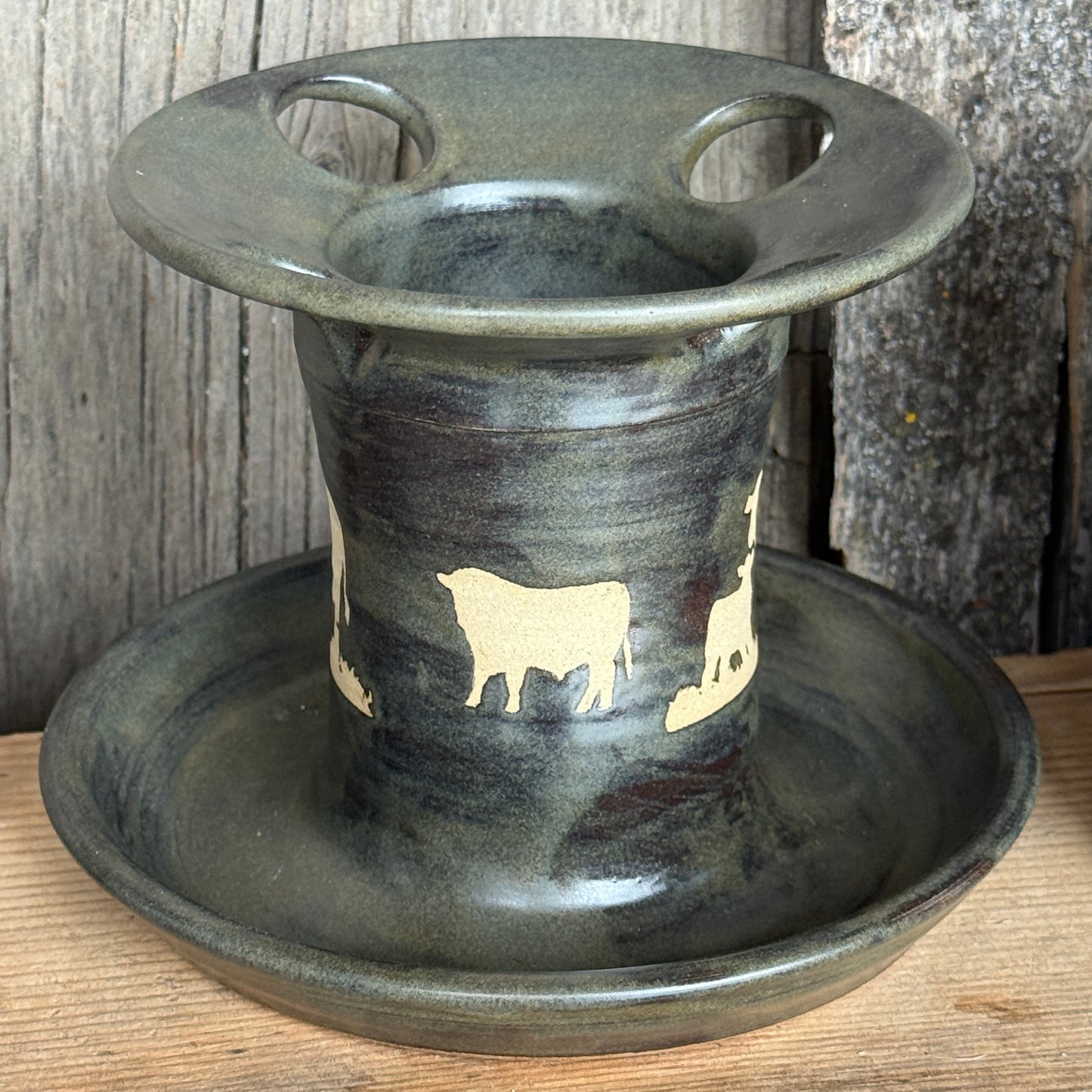 Bathroom Set of 3 - Soap Bottle, canister, and toothbrush holder - Cattle Chicory