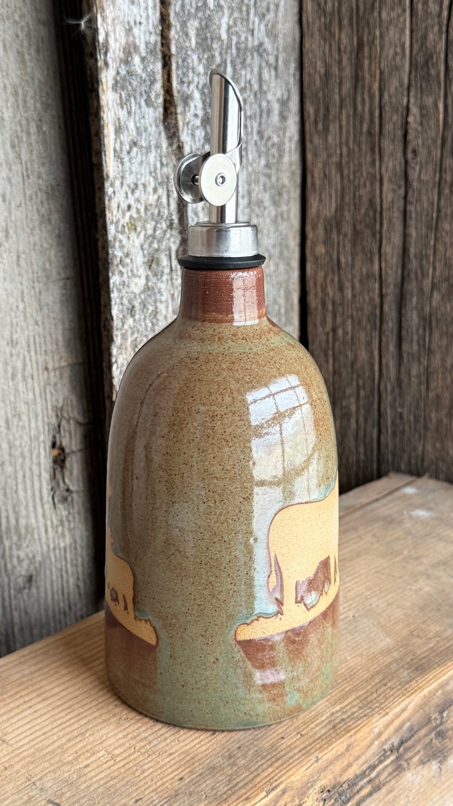Oil Bottle - Cow Calf : sagebrush patina