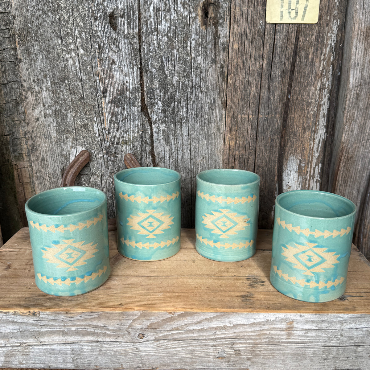 Cup Set of 4 - Tiffany Turquoise Southwestern