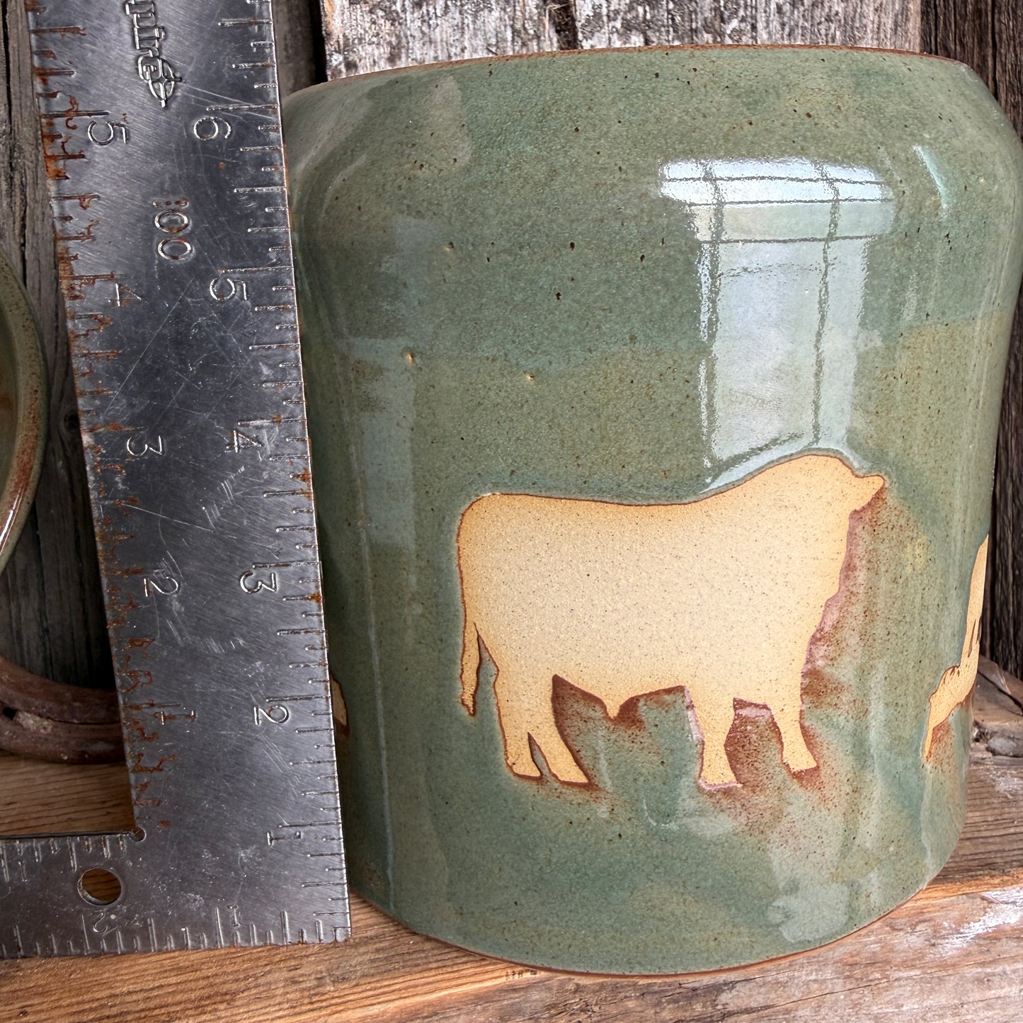 Kitchen Utensil Crock, spoon rest and soap dispenser Cow Calf Sagebrush