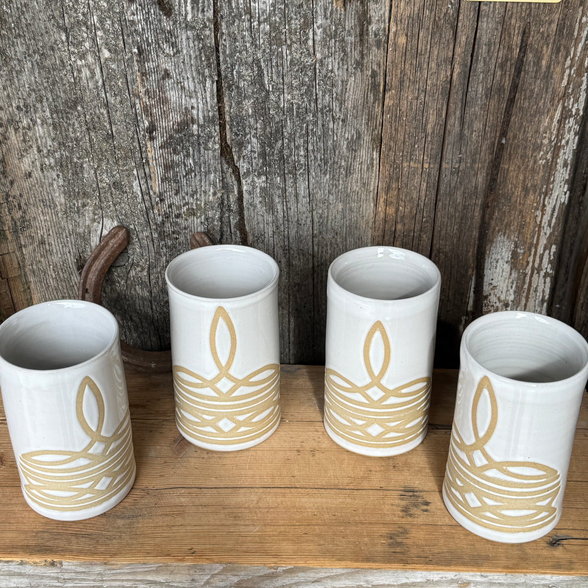 Cup Set of 4 - White Bootstitch