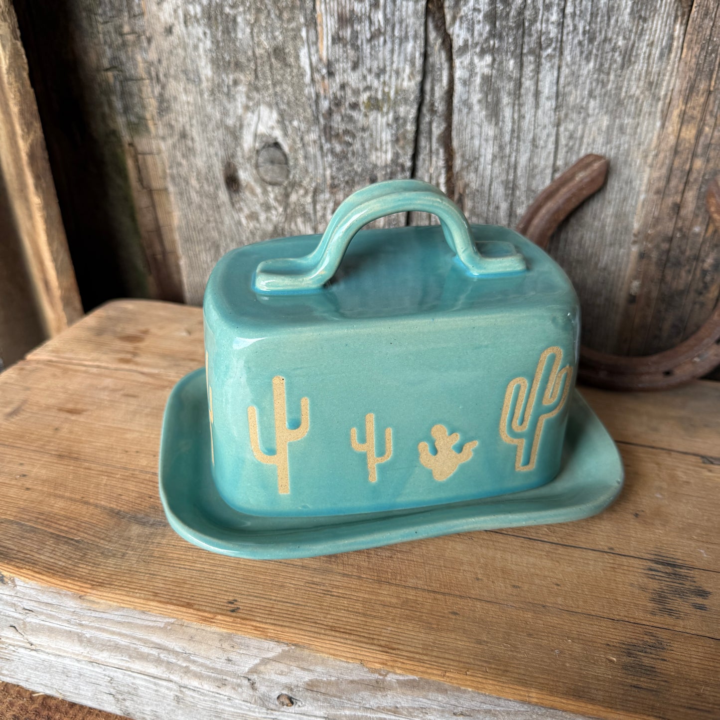 Butter Dish cactus Tiffany Turquoise