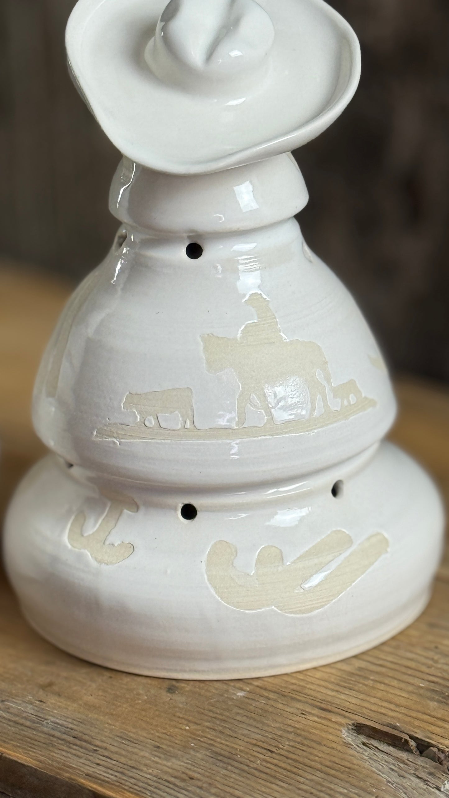 Cowboy Christmas tree luminary and soap dispenser