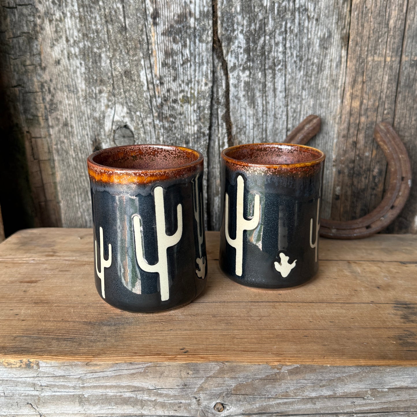 Cup Set of 2 - Cactus copper and gun medal