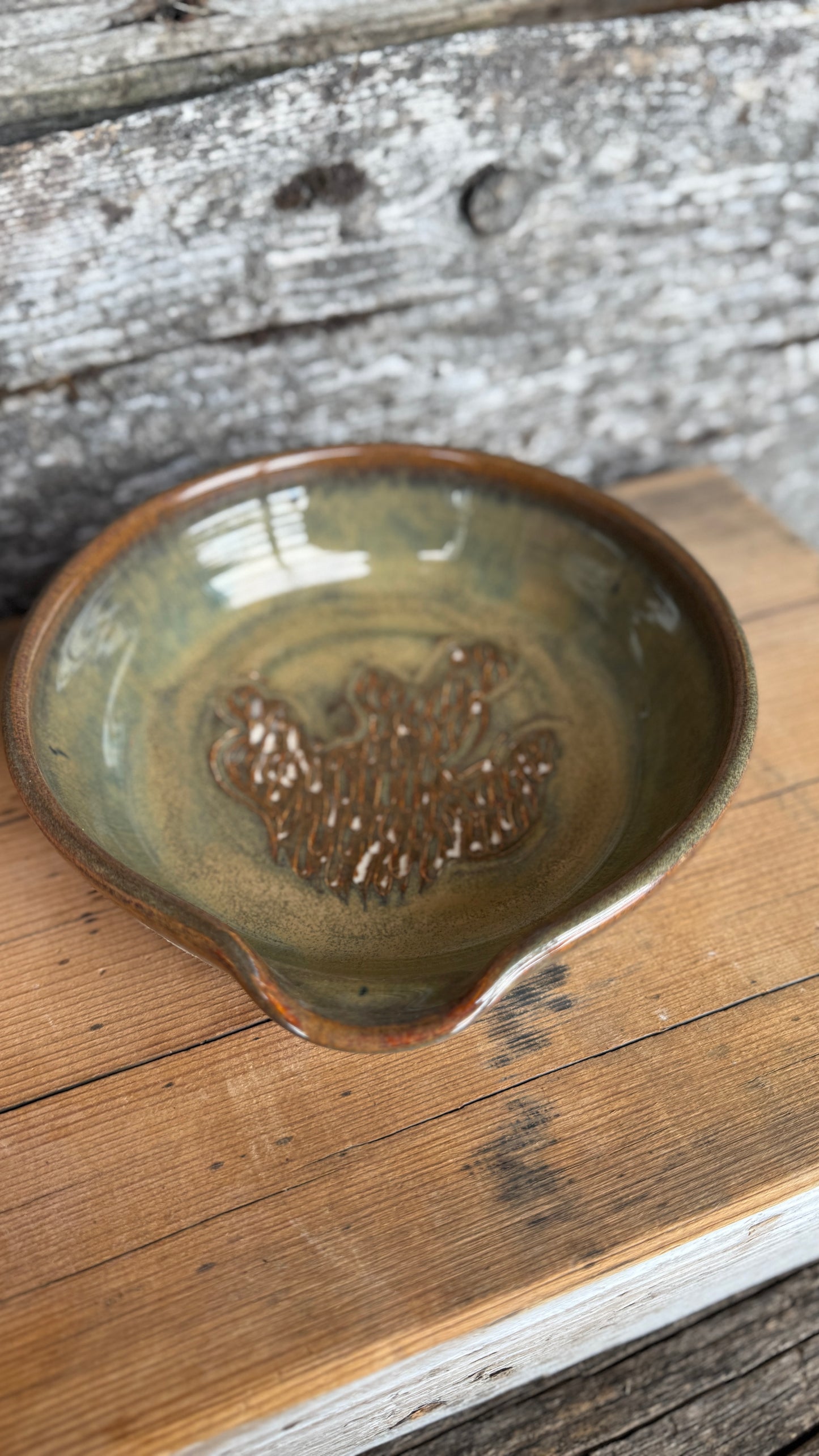 7” Prickly Pear Cactus Garlic Keeper and Grate Plate