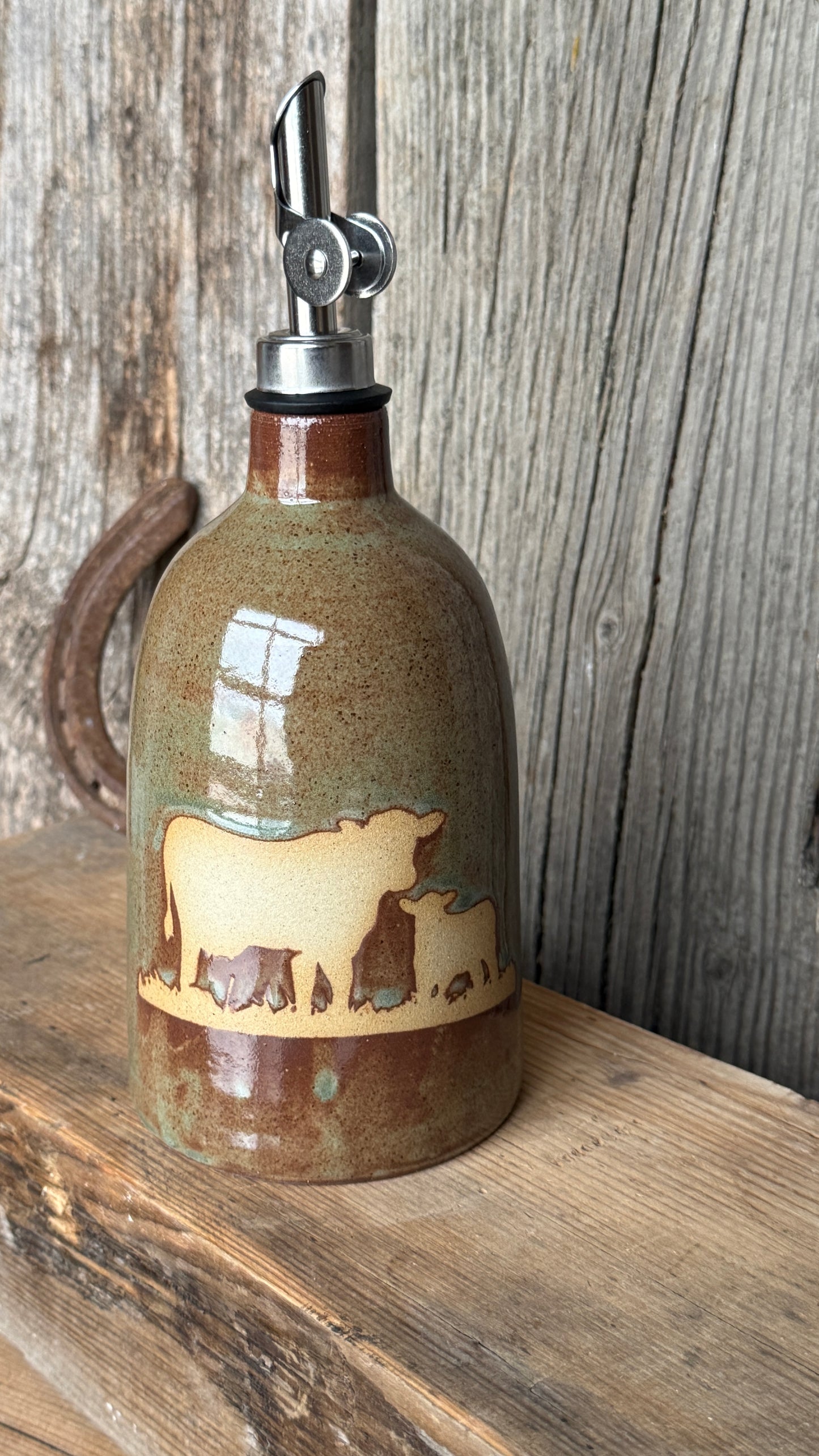 Oil Bottle - Cow Calf : sagebrush patina